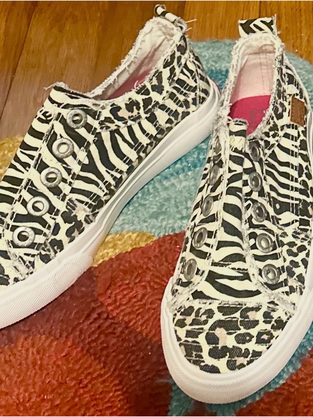 Blowfish Kids Zebra & Leopard Print Slip-On Sneakers - Black & White